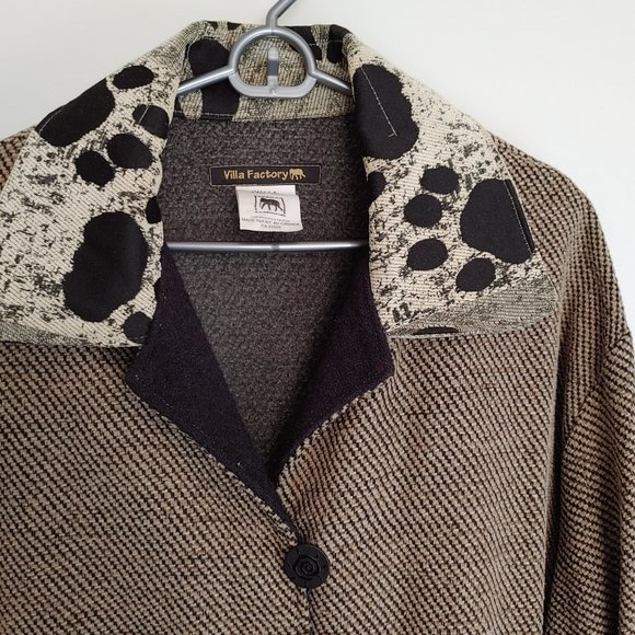 Villa Factory Designer Dress Jacket Women's Sz XXL Brown Black w Pockets - Picture 3 of 11